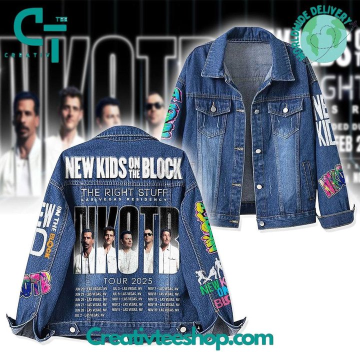 New Kids on The Block �The Right Stuff Tour 2025� Hoodless Or Hooded Denim Jacket HG