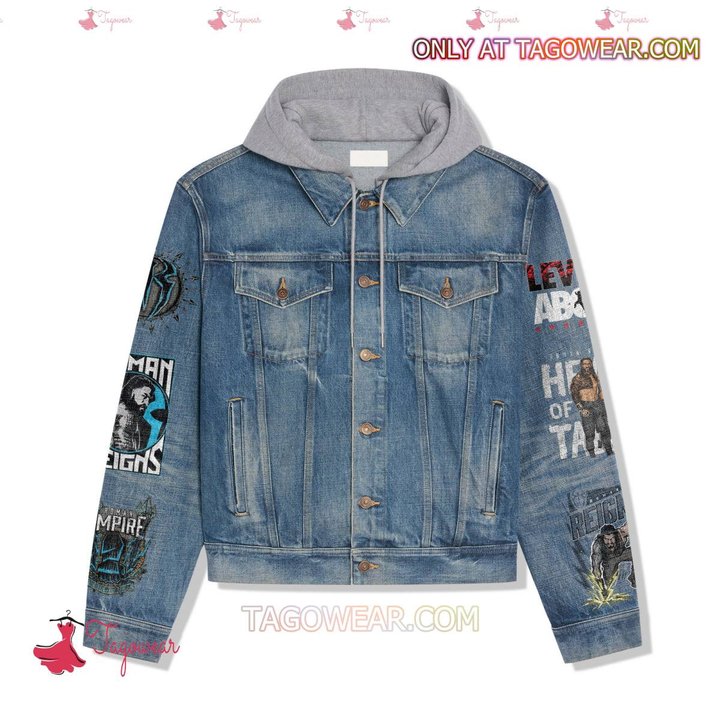 Roman Reigns Head Of The Table Jean Hooded Hoodless Or Hooded Denim Jacket HG
