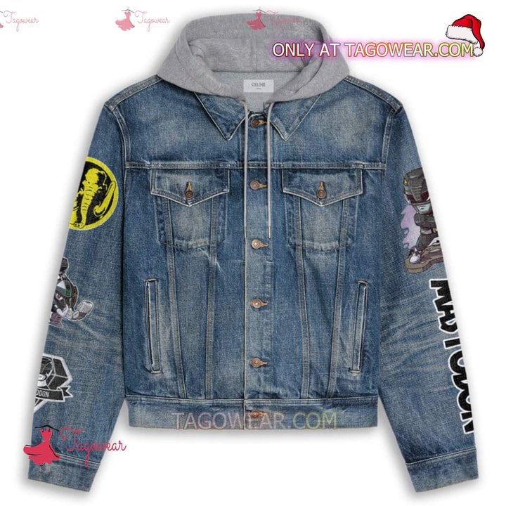 Power Rangers Mighty Morphin Mastodon Jean Hooded Hoodless Or Hooded Denim Jacket HG