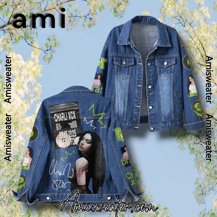 Charli Xcx Brat 2025 Arena Tour  Hooded Hoodless Or Hooded Denim Jacket HG