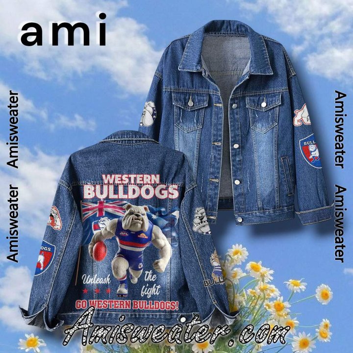 Western Bulldogs Unleash The Fight Hooded Hoodless Or Hooded Denim Jacket HG
