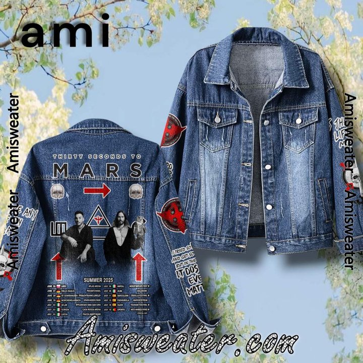 Thirty Seconds To Mars Summer 2025 Tour Hooded Hoodless Or Hooded Denim Jacket HG