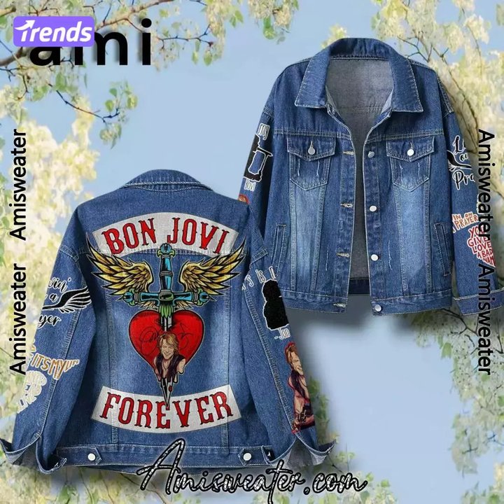 Bon Jovi Forever Hooded Hoodless Or Hooded Denim Jacket HG
