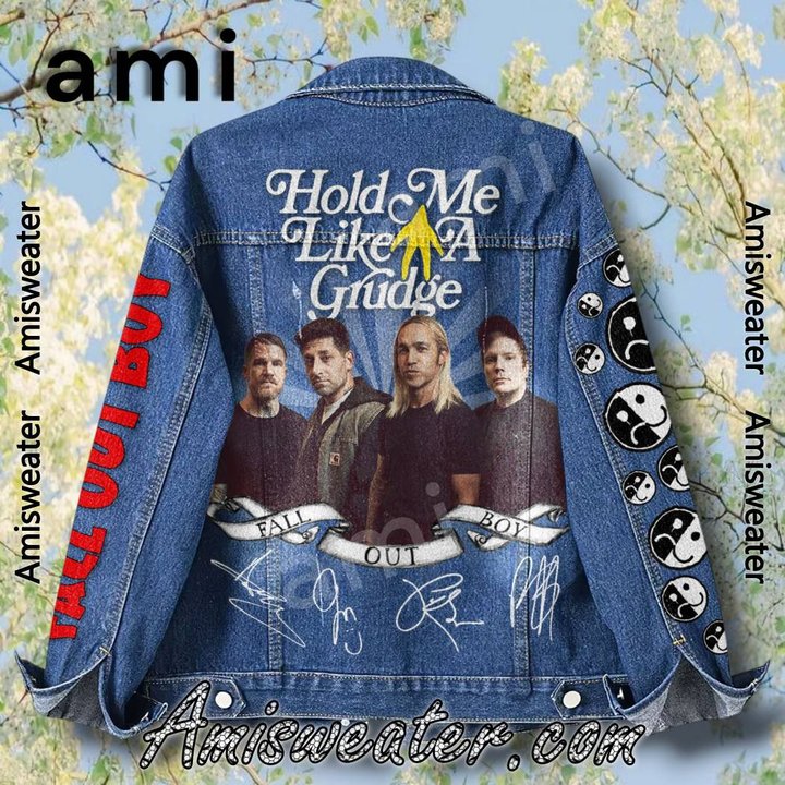 Fall Out Boy Hold Me Like A Grudge Signatures Hooded Hoodless Or Hooded Denim Jacket HG