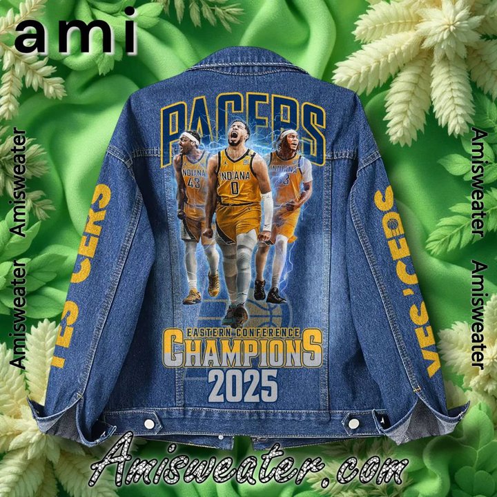 Indiana Pacers Eastern Conference Champions 2025 Hooded Hoodless Or Hooded Denim Jacket HG
