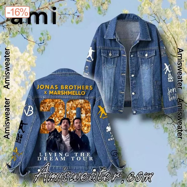 Jones Brothor X Marshmello Living The Dream Tour 2025 Hooded Hoodless Or Hooded Denim Jacket HG