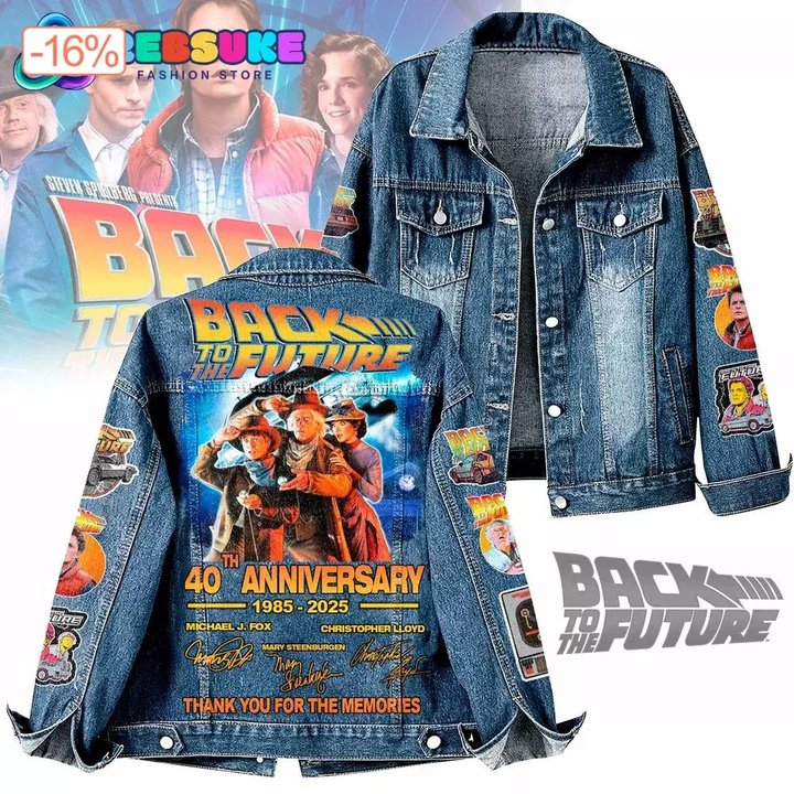 Back to the Future 40th Anniversary 2025  Hooded Hoodless Or Hooded Denim Jacket HG
