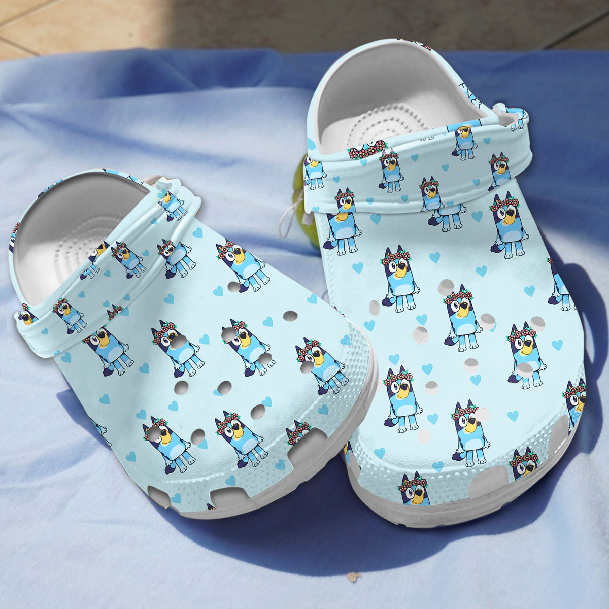 New Design Bluey And Flowers Blue Clogs - Dadturtle