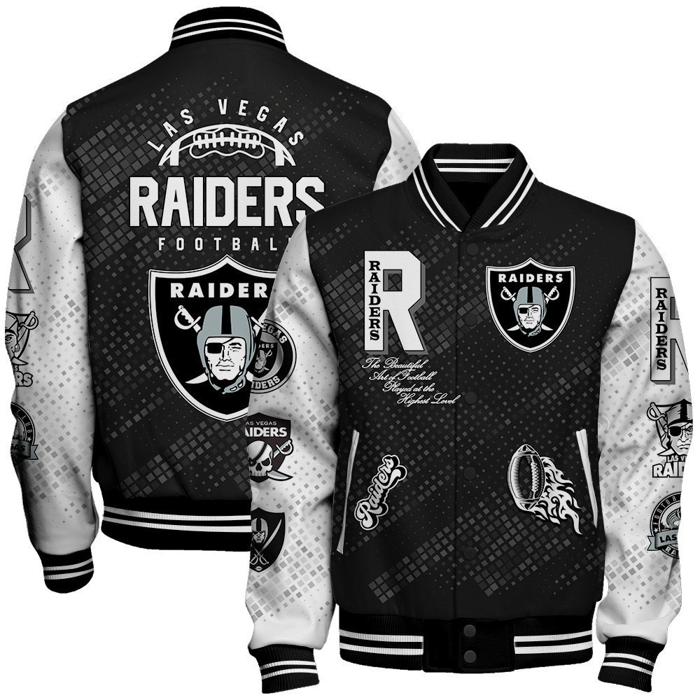 Raiders Pattern Graph Las Vegas Raiders | National Football League Pattern Varsity Jacket V13 ...