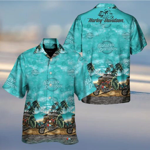 thumbnail image 2 of Personalized Harley-Davidson 3D Printed Hawaiian Shirt – Men's S-5XL – Pink Floral 2 of 2