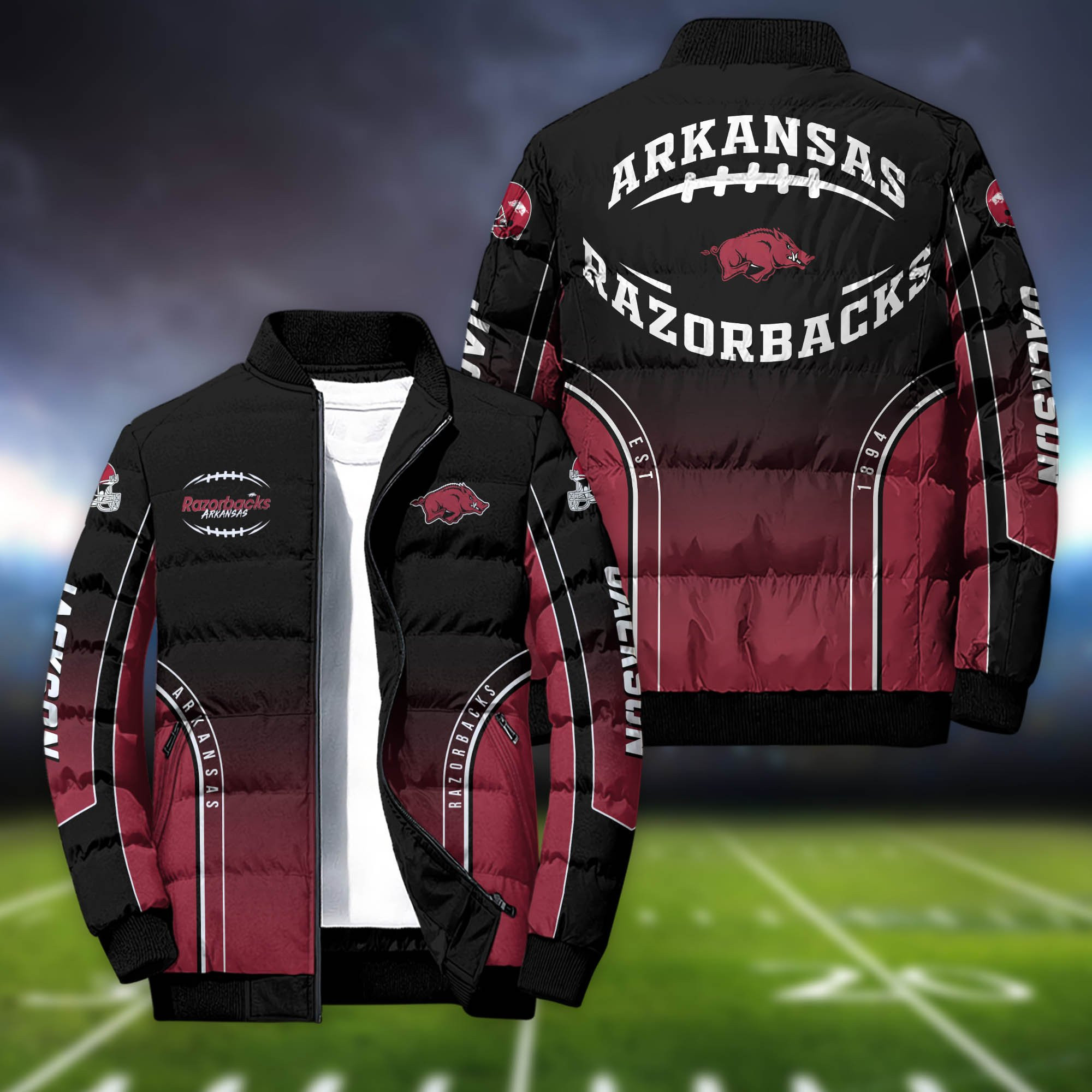 Arkansas Razorbacks Personalized Outdoor Coat Puffer Jacket ETHY-61688 ...