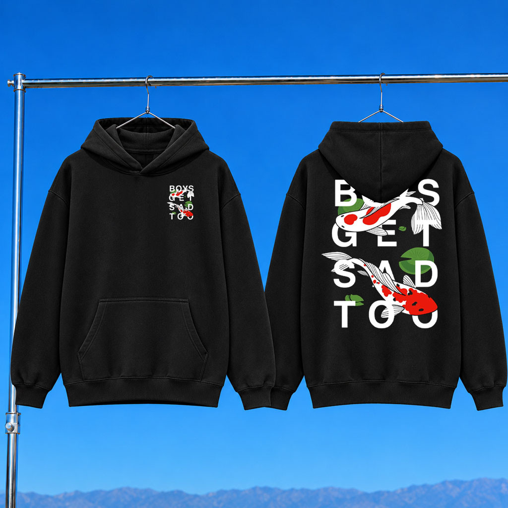 Boys Get Sad Too Merch 2026 Koi Hoodie Black Fish Lover Gifts For Husband