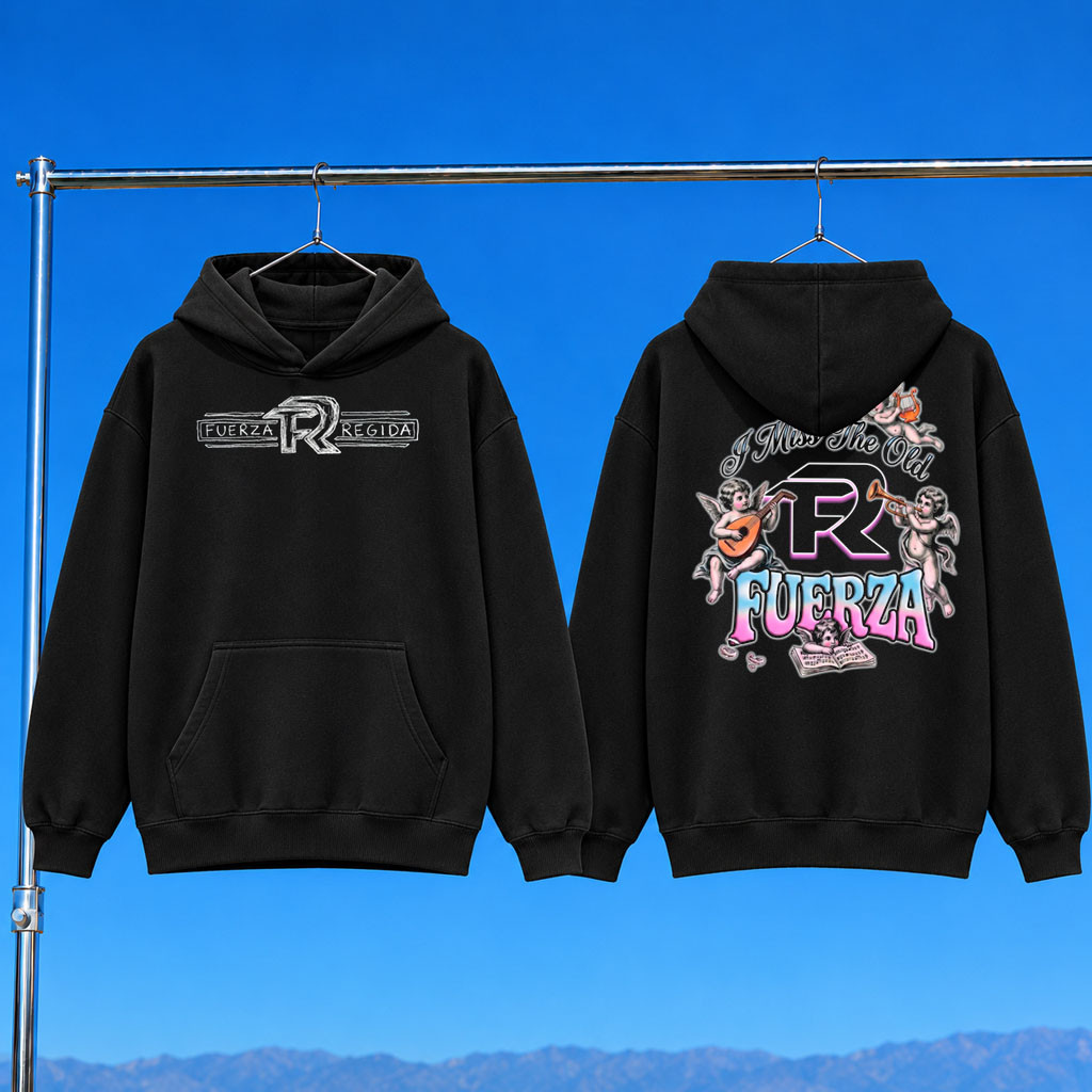 Fuerza Regida Merch 2026 Old Fuerza Hoodie Black Music Related Gifts For Guys