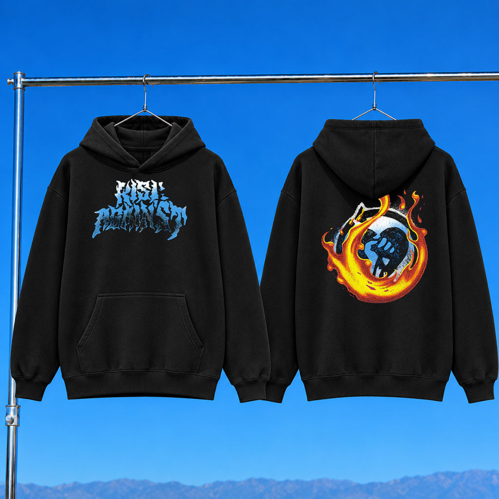 Rise Against Merch 2026 Flamed Heartfist Hoodie Black Gift For Rock Band Fans