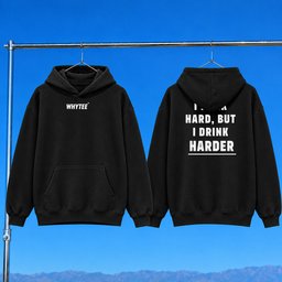 Whyteeindia Merch 2026 I Work Hard But I Drink Harder Hoodie Funny Humorous Gift For Him