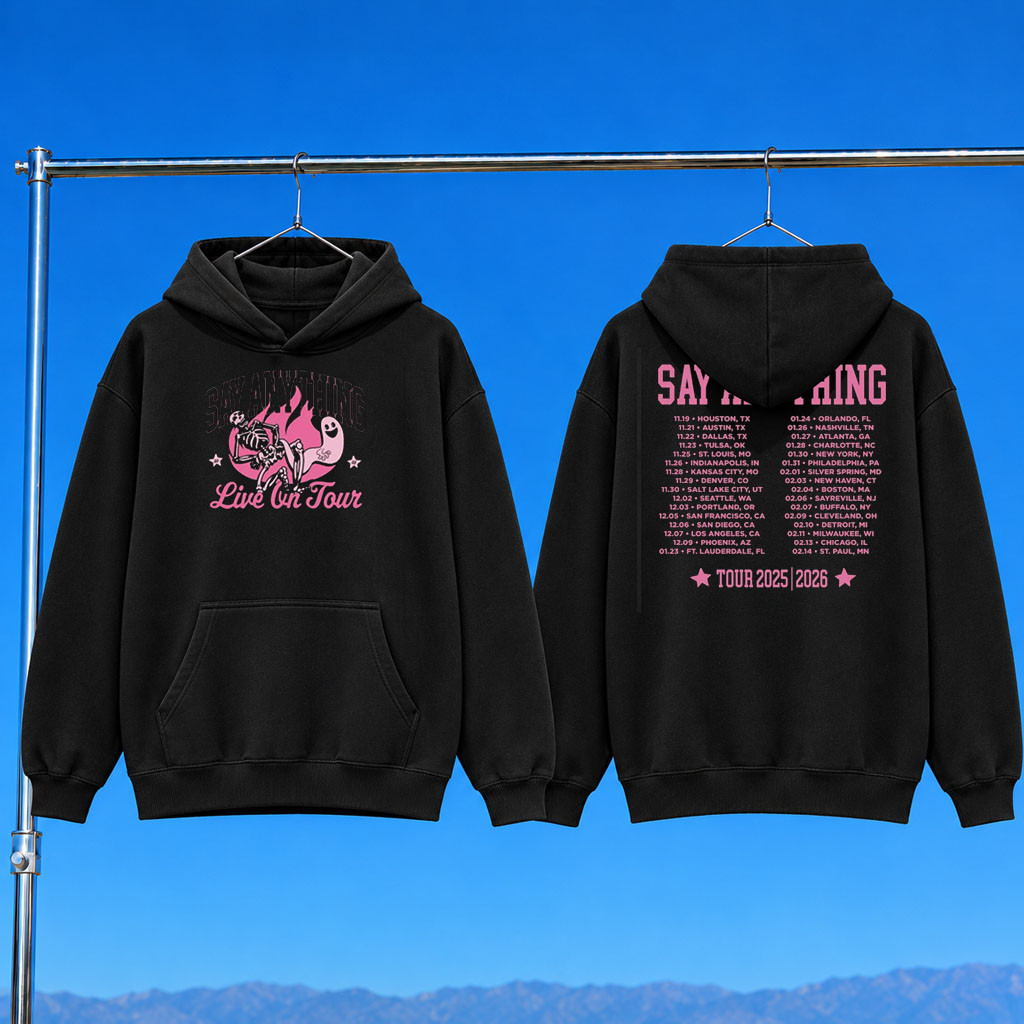Say Anything Merch 2026 Skelly Tour Hoodie Say Anything Live On Tour Hoodie Gift For Music Fans