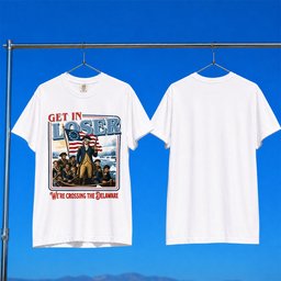 1 Nation Design Merch 2026 Get In Loser We're Crossing The Delaware T-Shirt Patriotic Gifts