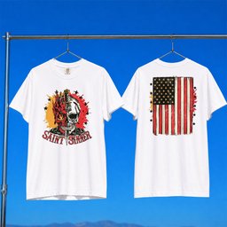 1 Nation Design Merch 2026 Saint Sinner T-Shirt White USA Flag Shirt Patriotic Gift Ideas