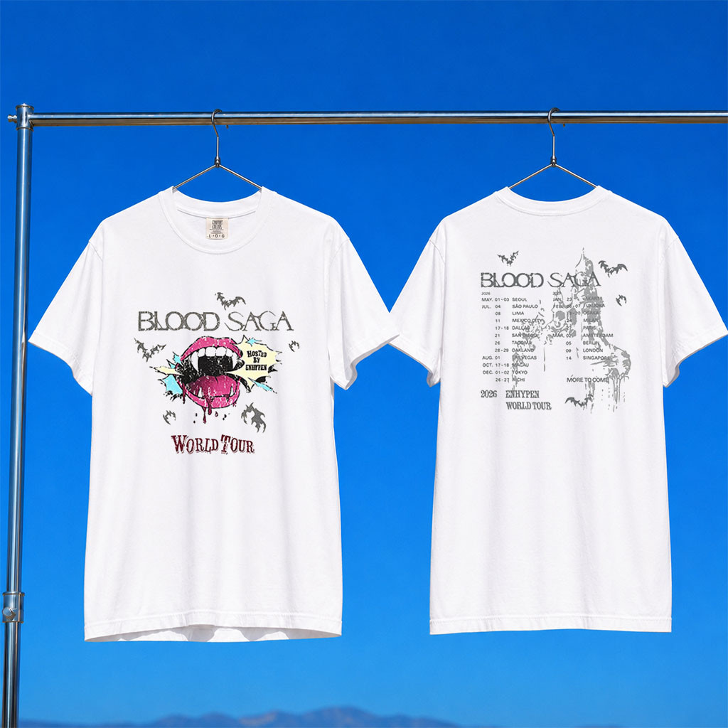 Enhypen Blood Saga Merch 2026 Enhypen Blood Saga World Tour T-Shirt Enhypen Tour Merch White