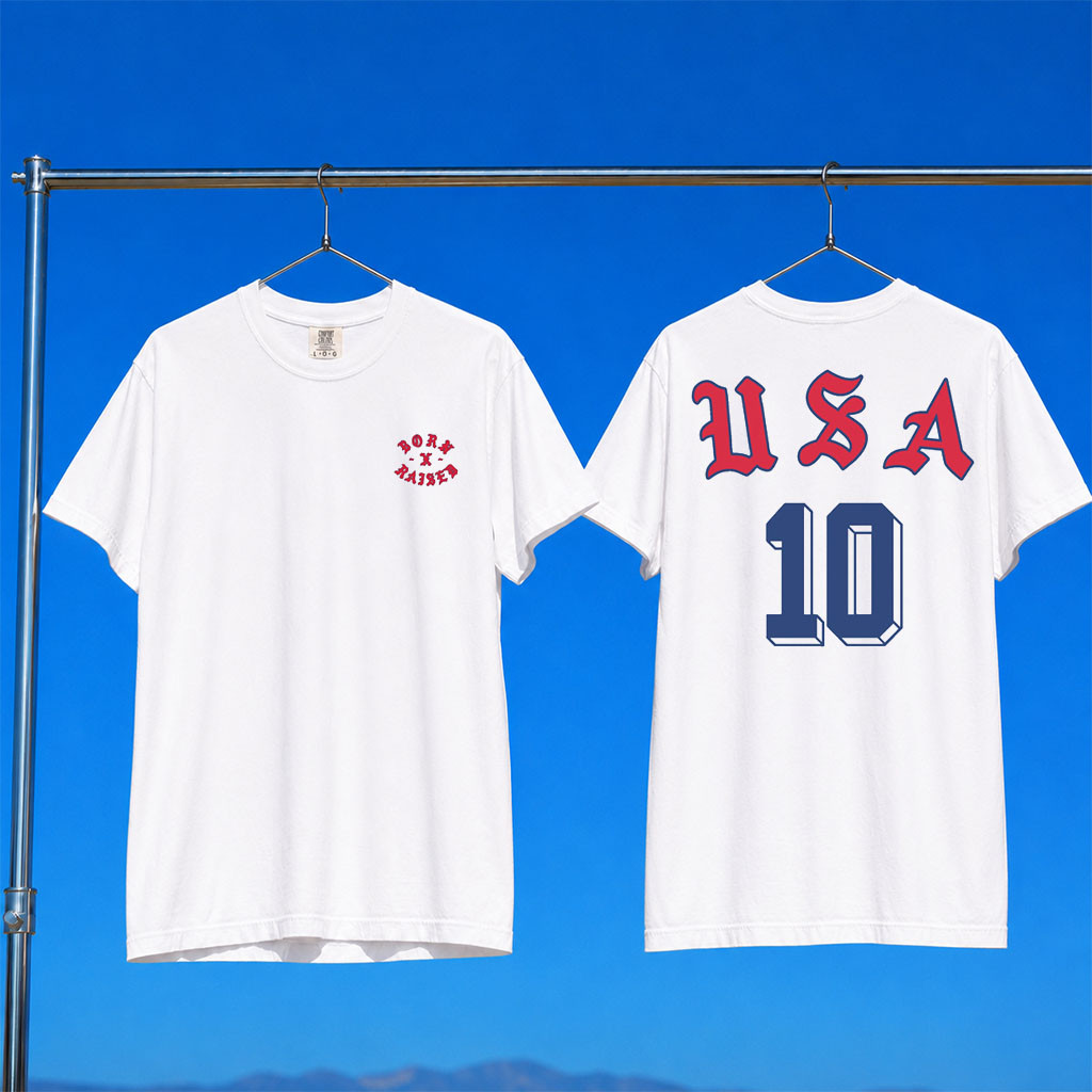 Born X Raised Merch 2026 USA Eyebuster T-Shirt No 10 Shirt USMNT World Cup Merch White