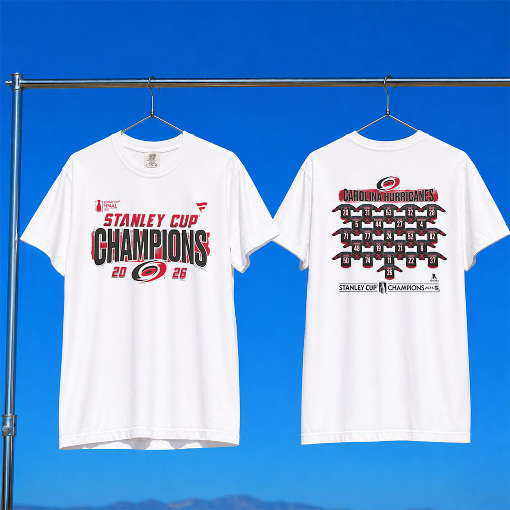 Carolina Hurricanes Champions Merch 2026 Canes Stanley Cup Champions Roster Jersey T-Shirt