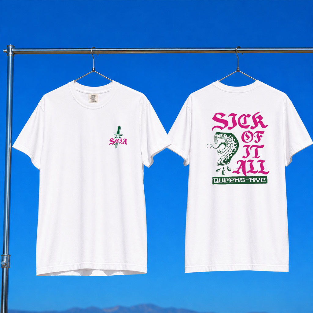 Sick Of It All Merch 2026 Sick Of It All Queens Snake Logo T-Shirt White Rock Fan Gifts