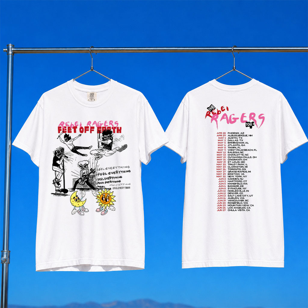 Kid Cudi Merch 2026 Rebel Ragers Feet Off Earth T-Shirt Kid Cudi Tour Merch Gift For Rapper Fan