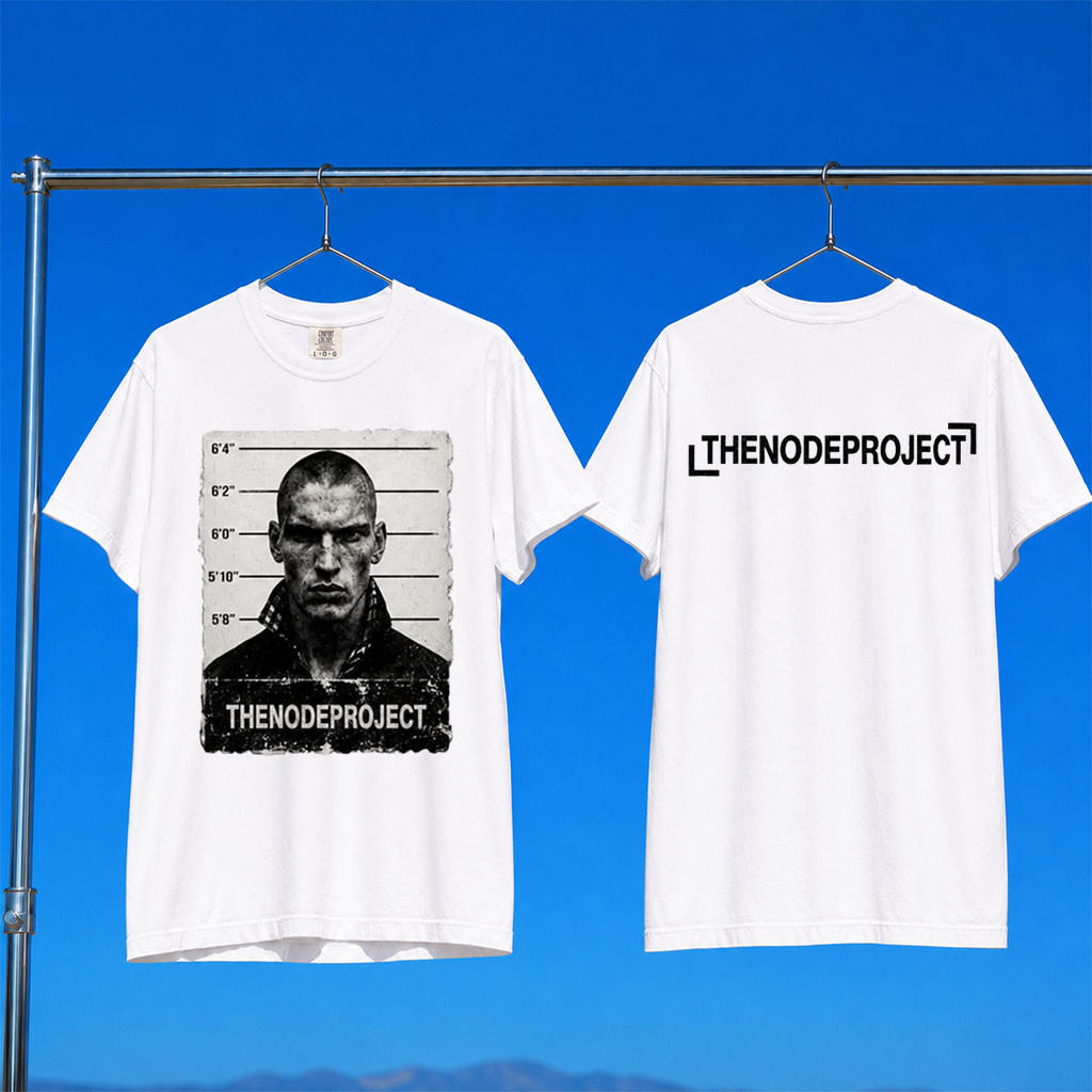 The Node Project Merch 2026 Mugshot T-Shirt White Birthday Gift For Brothers