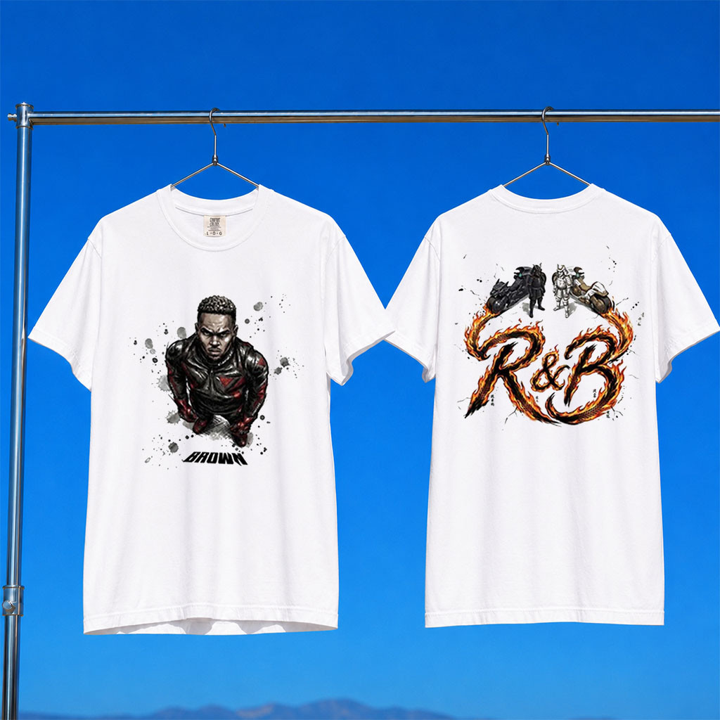 R&B Merch 2026 Chris Brown R&B Tour Graphic White T-Shirt Music Gift Ideas For Guys