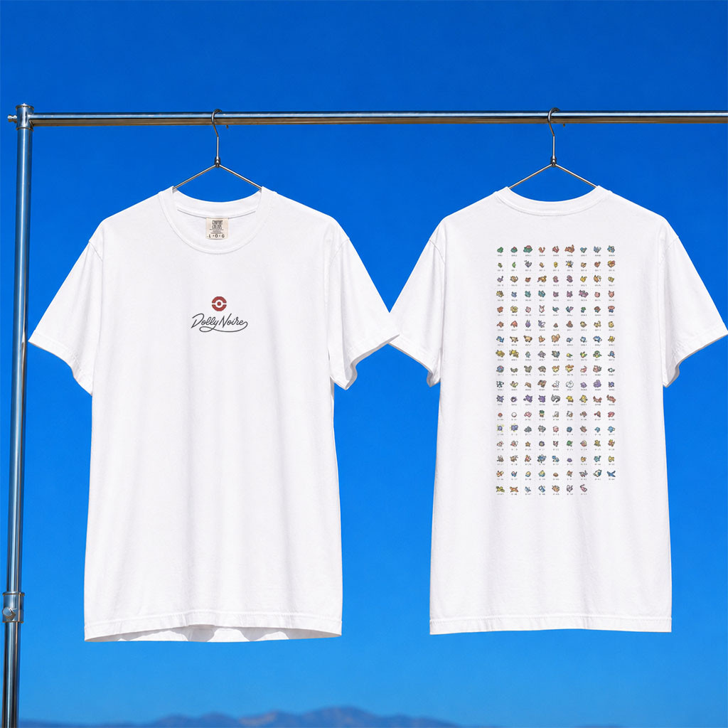 Pokemon Center Merch 2026 Pokemon X Dolly Noire Pokedex T-Shirt Gift Ideas For Brothers