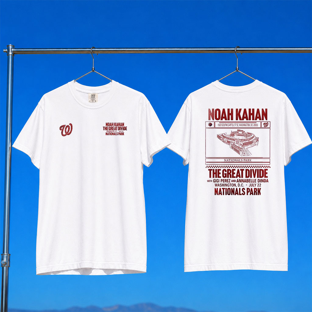 Noah Kahan Washington DC Merch 2026 Nationals X Noah Kahan The Great Divide Stadium Shirt White