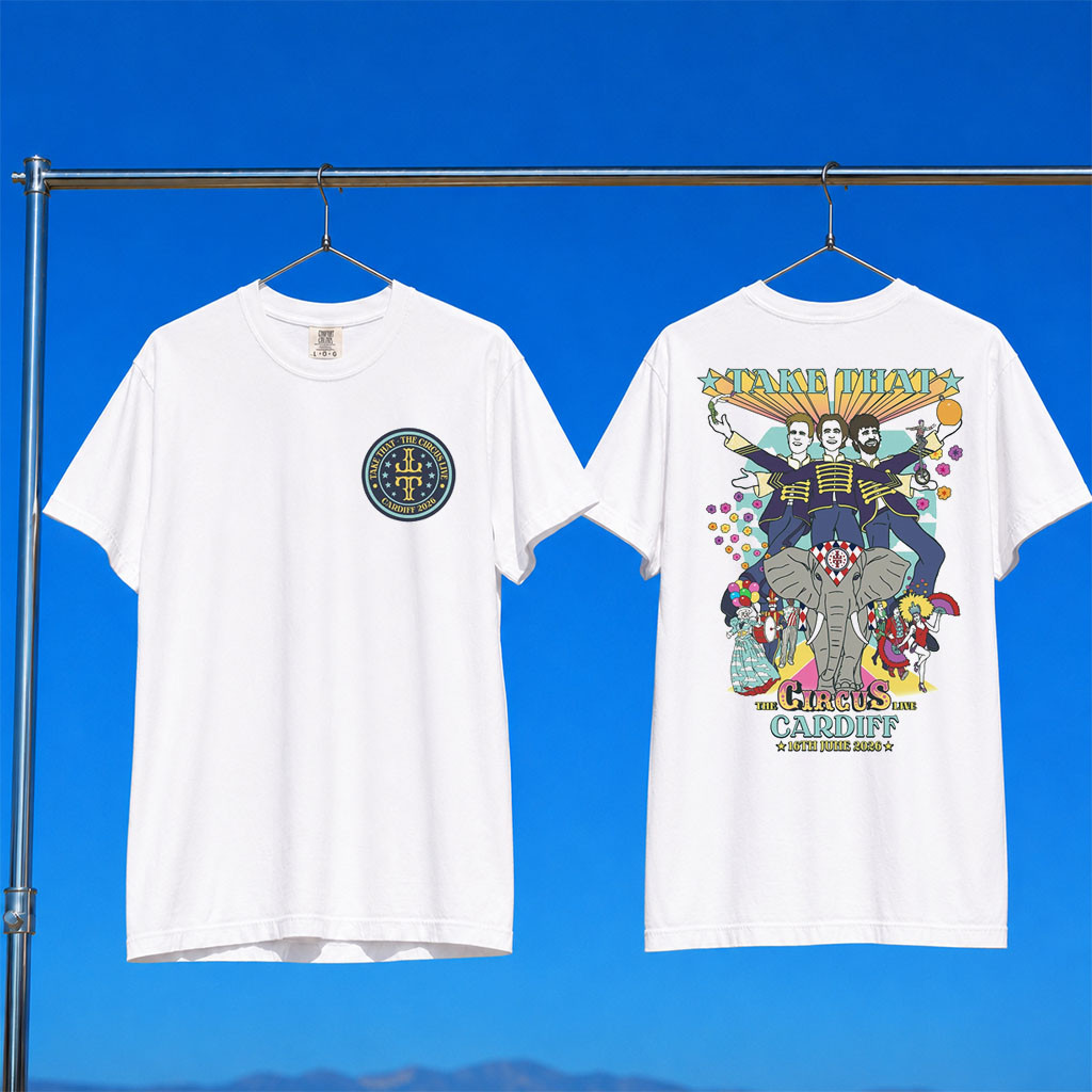Take That Merch 2026 The Circus Live Cardiff Illustration T-Shirt Gift For Pop Music Lovers