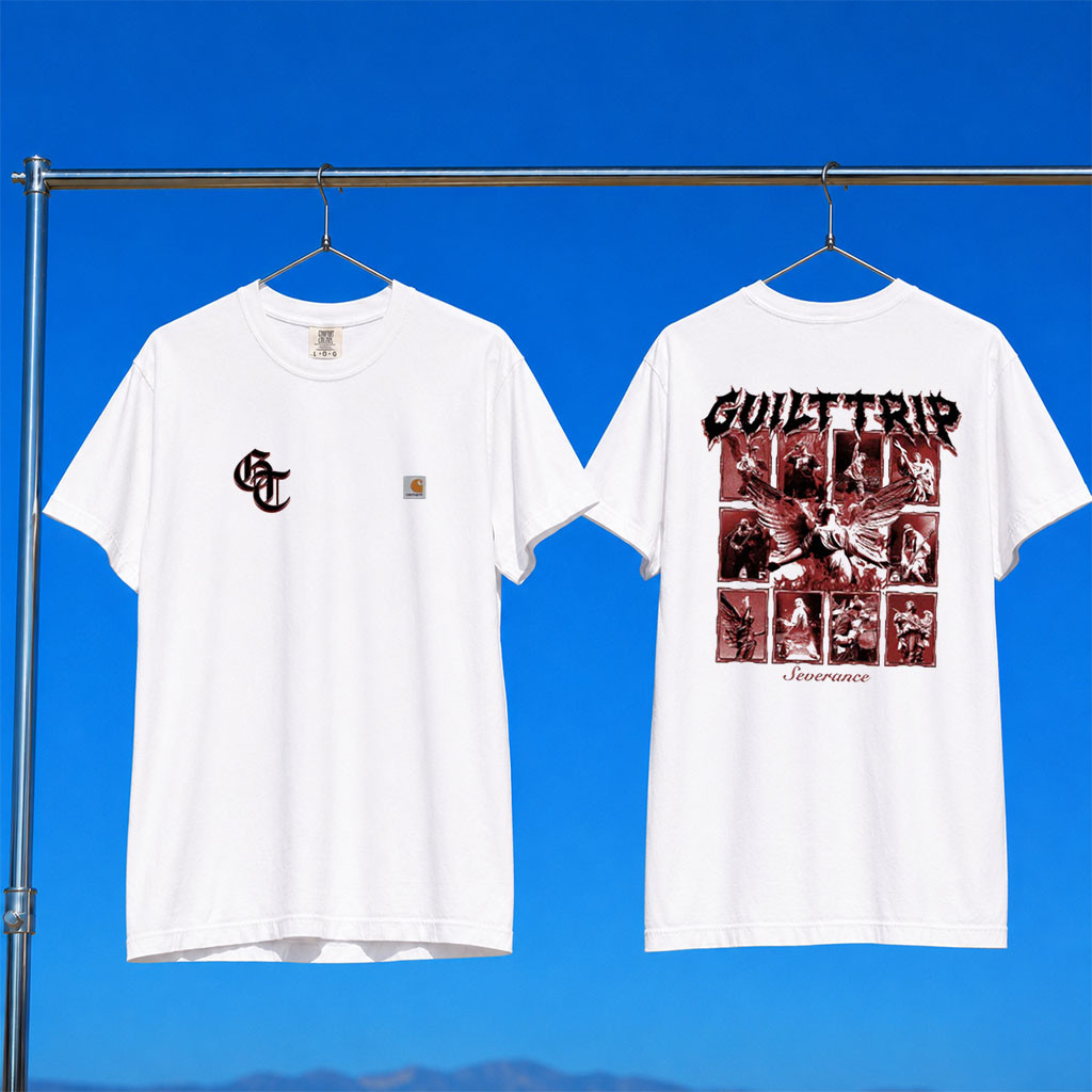 MLVLTD Merch Guilt Trip Burn Carhartt T-Shirt Severance Shirt 2026 Guilt Trip Merch White