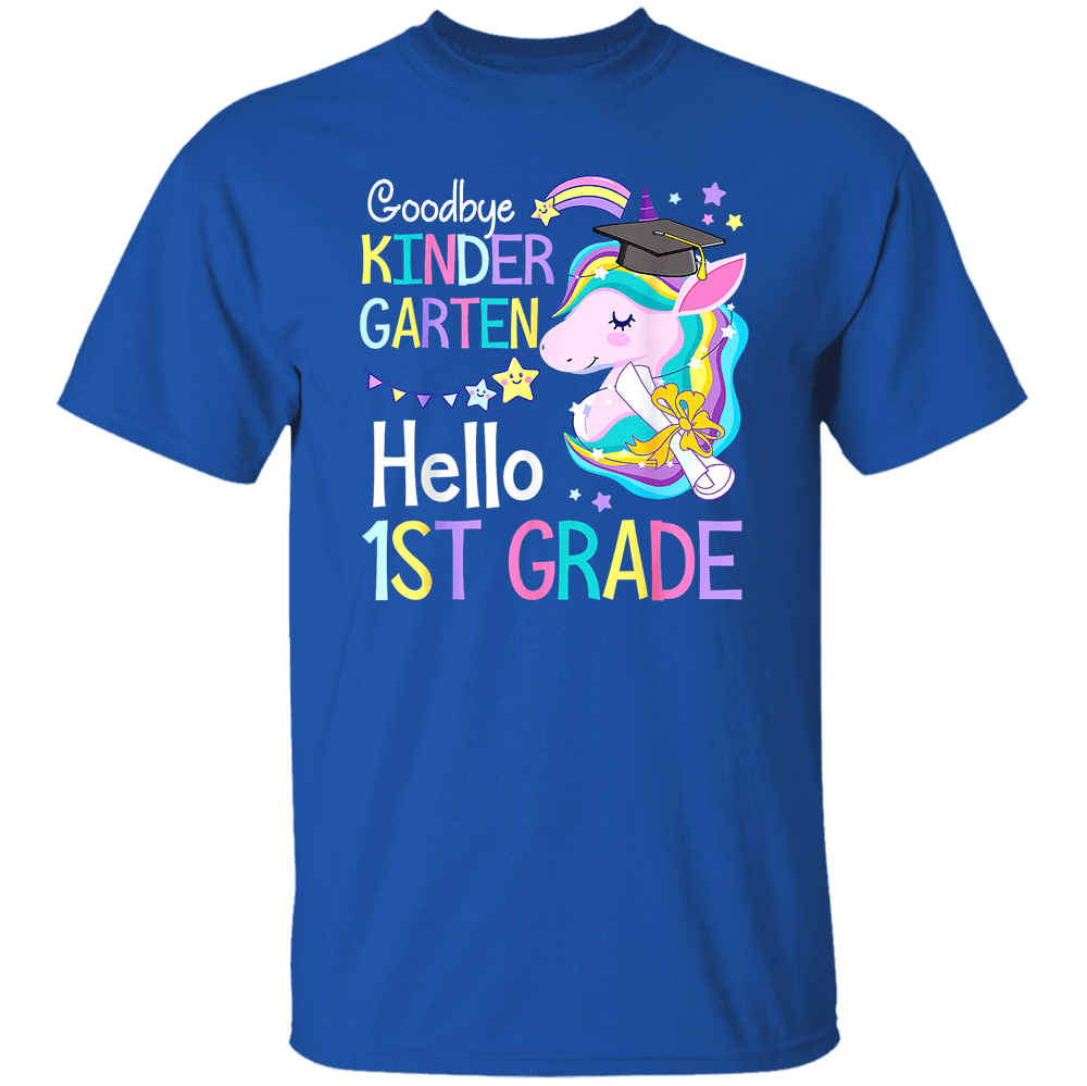 Unicorn Girl Goodbye Kindergarten Hello 1st Grade Graduation Classic T ...