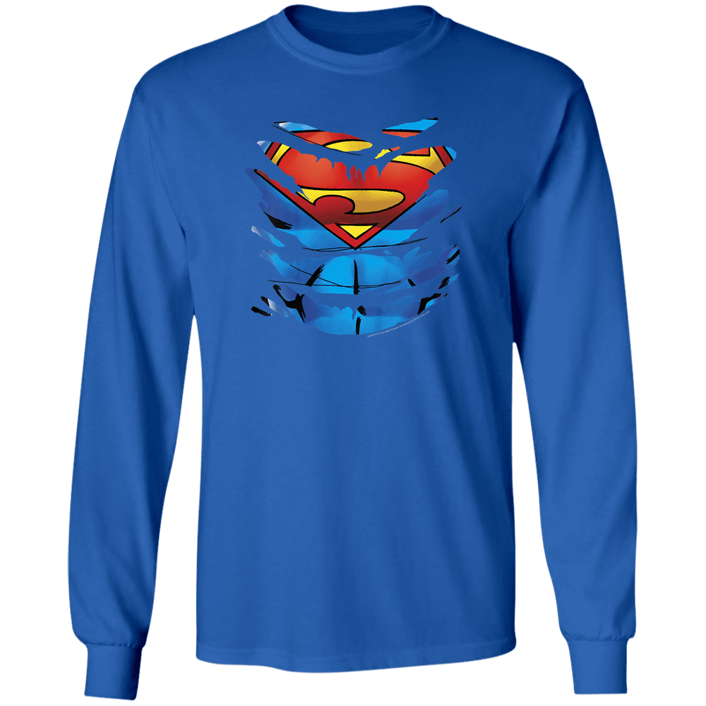 Supeman Ripped Logo Kids DC Comics Superman Ripped Shirt Logo Long Sleeve Shirt Limited Ed ...