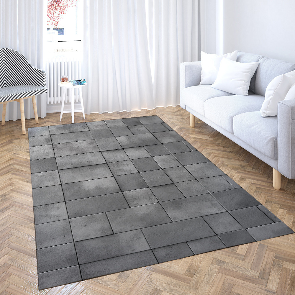 Grey Wall With Concrete Blocks Texture Design Area Rug Carpet Home Dec ...