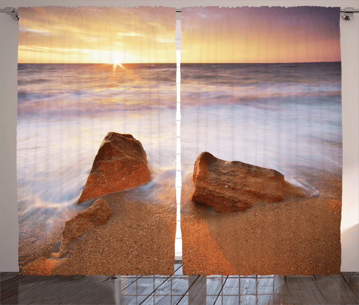 Hawainn Pattern Window Hawaiian Sea Sky Nature Pattern Window Curtain Home Decor - NhalaHome