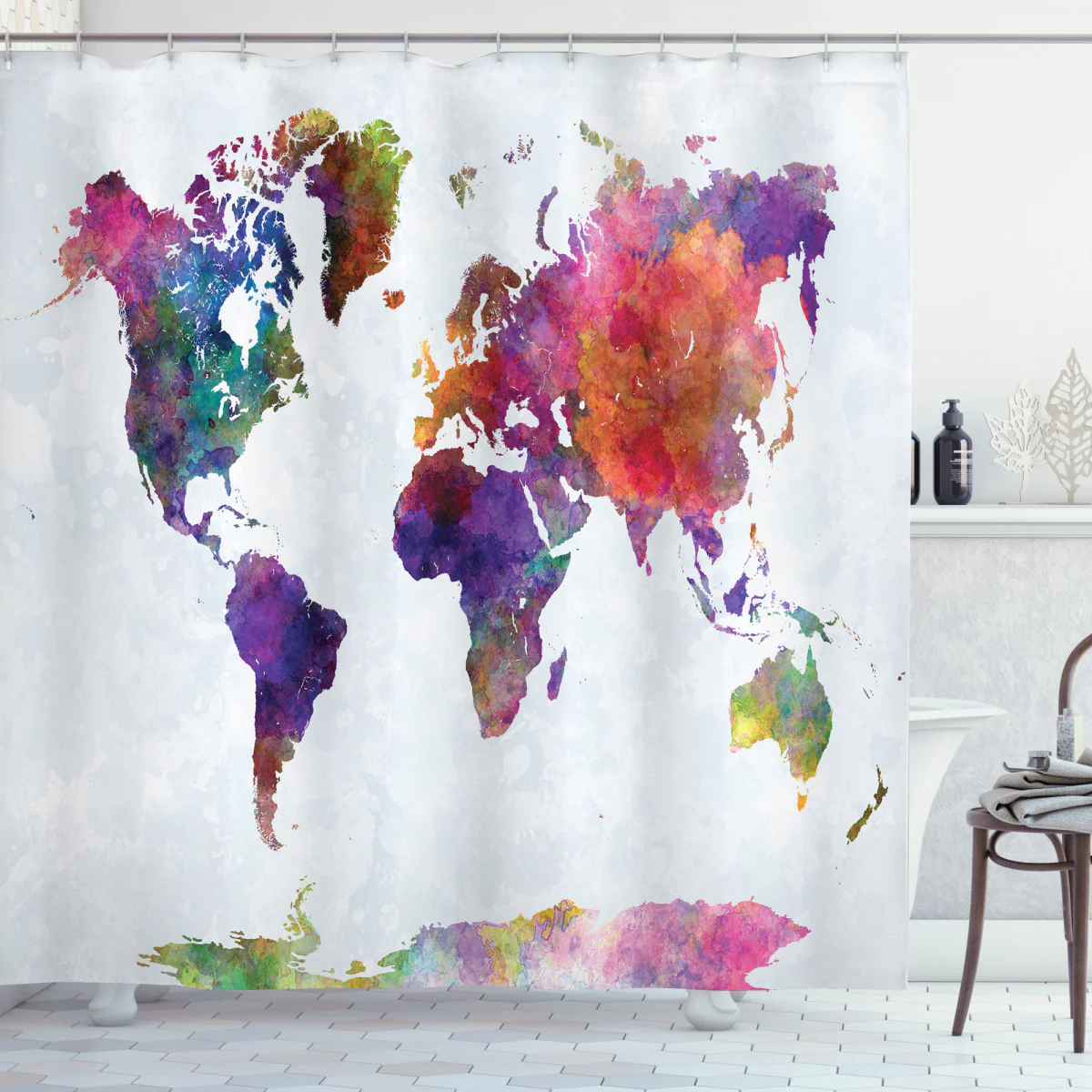 Colorful World Map Of Some Country Pattern Shower Curtain - NhalaHome