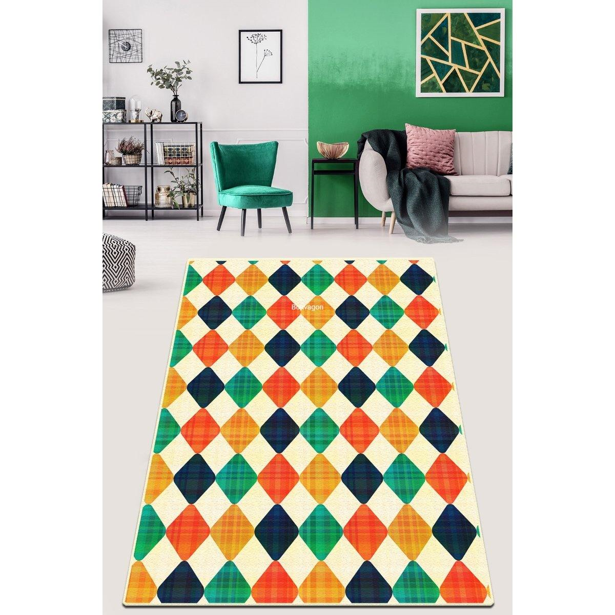 Cute Color Geometric Area Rug Floor Mat Home Decor - NhalaHome