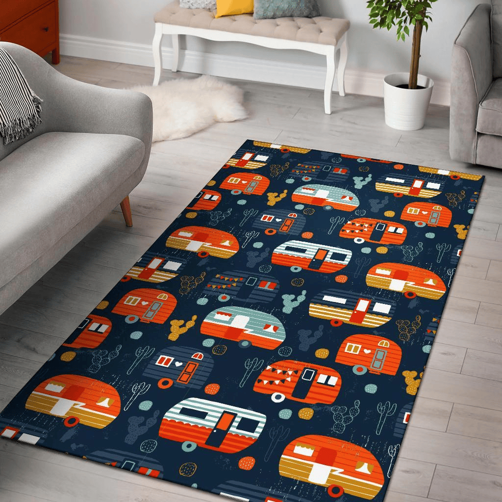 Van Camper Forest At Night Area Rug Home Decor - NhalaHome