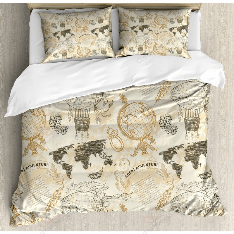 Ancient World Map Duvet Cover Bedding Set Bedroom Decor - NhalaHome