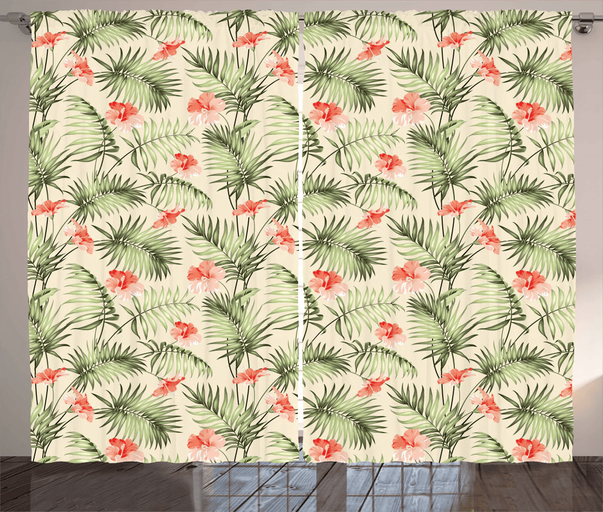 Hawainn Pattern Window Hawaiian Aloha Hibiscus Window Curtain Home Decor - NhalaHome