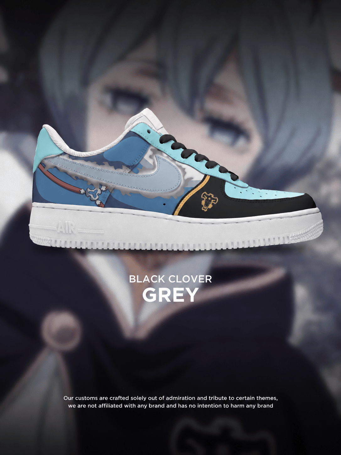 Black Clover Grey custom shoe design