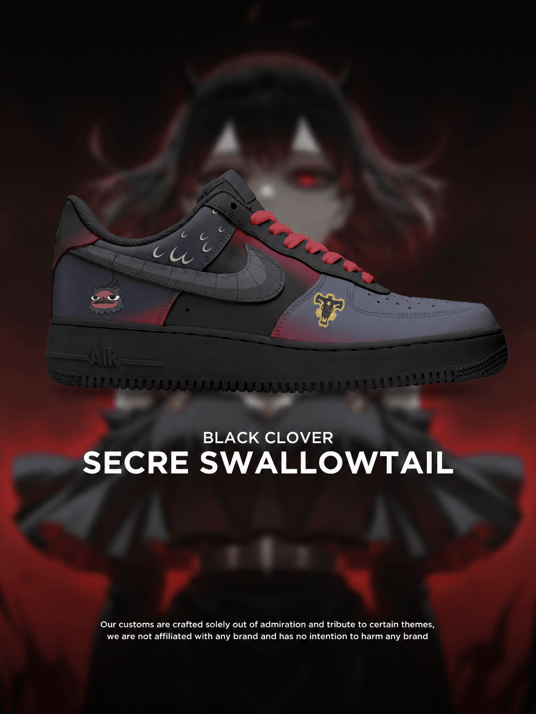 Black Clover Secre Swallowtail custom shoe design