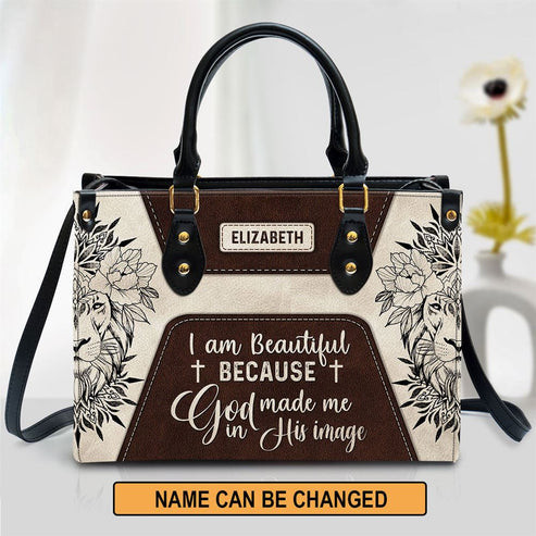 Personalized I Am Beautiful Because God Made Me In His Image Leather H ...