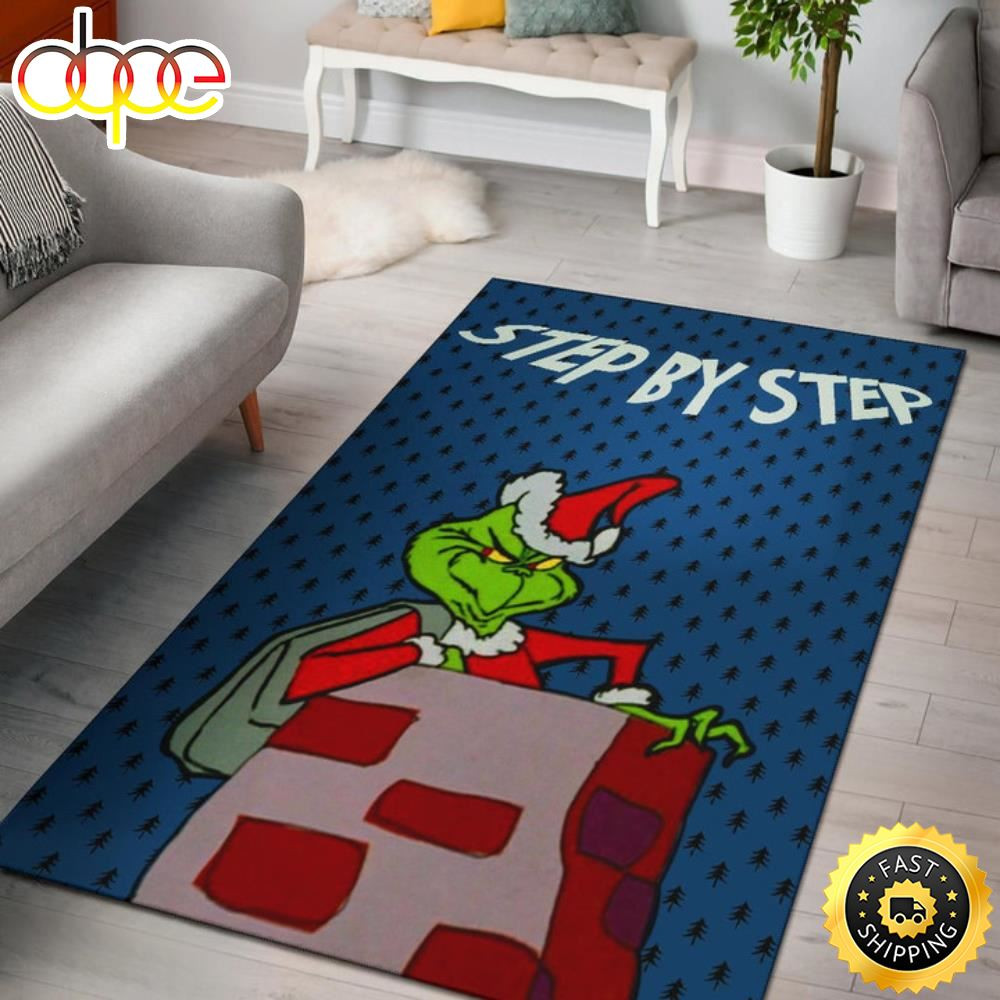Step By Step Grinch Stealing Xmas 2022 Hat Grinch Area Rug - Styletrendy