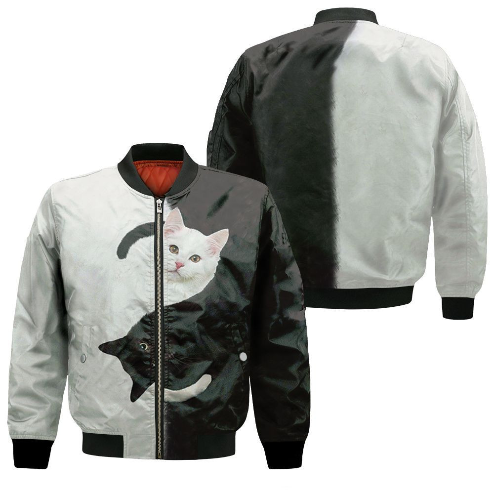 Yin Yang Black White Cat For Cat Lover 3d Hoodie Jersey Bomber Jacket ...