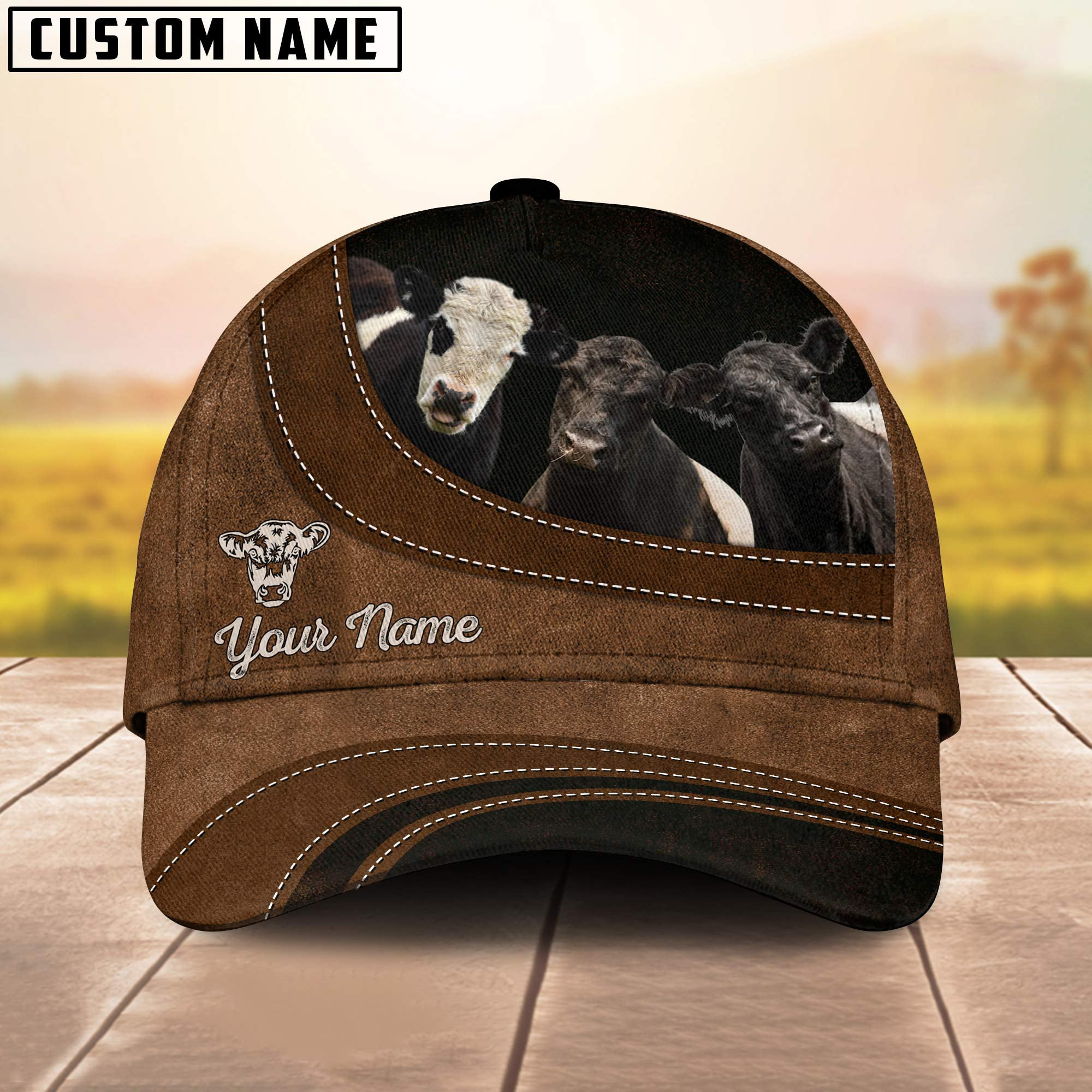 Uni Belted Galloway Happiness Customized Name Cap - Styletrendy