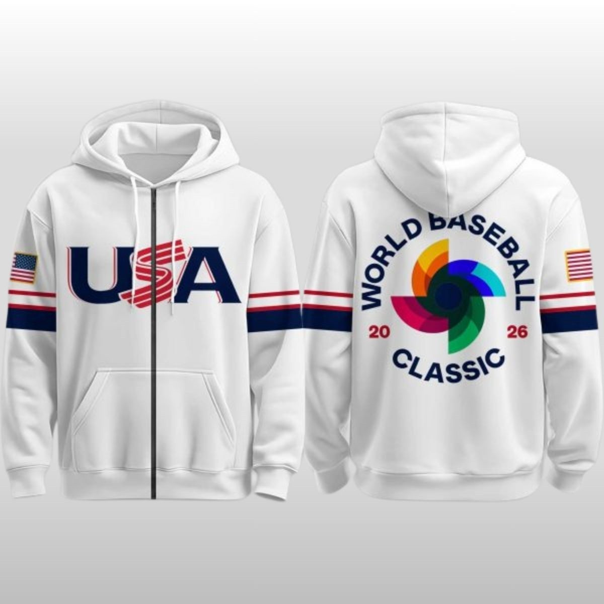 USA Baseball 2026 World Baseball Zip Hoodie - WearAndDecor