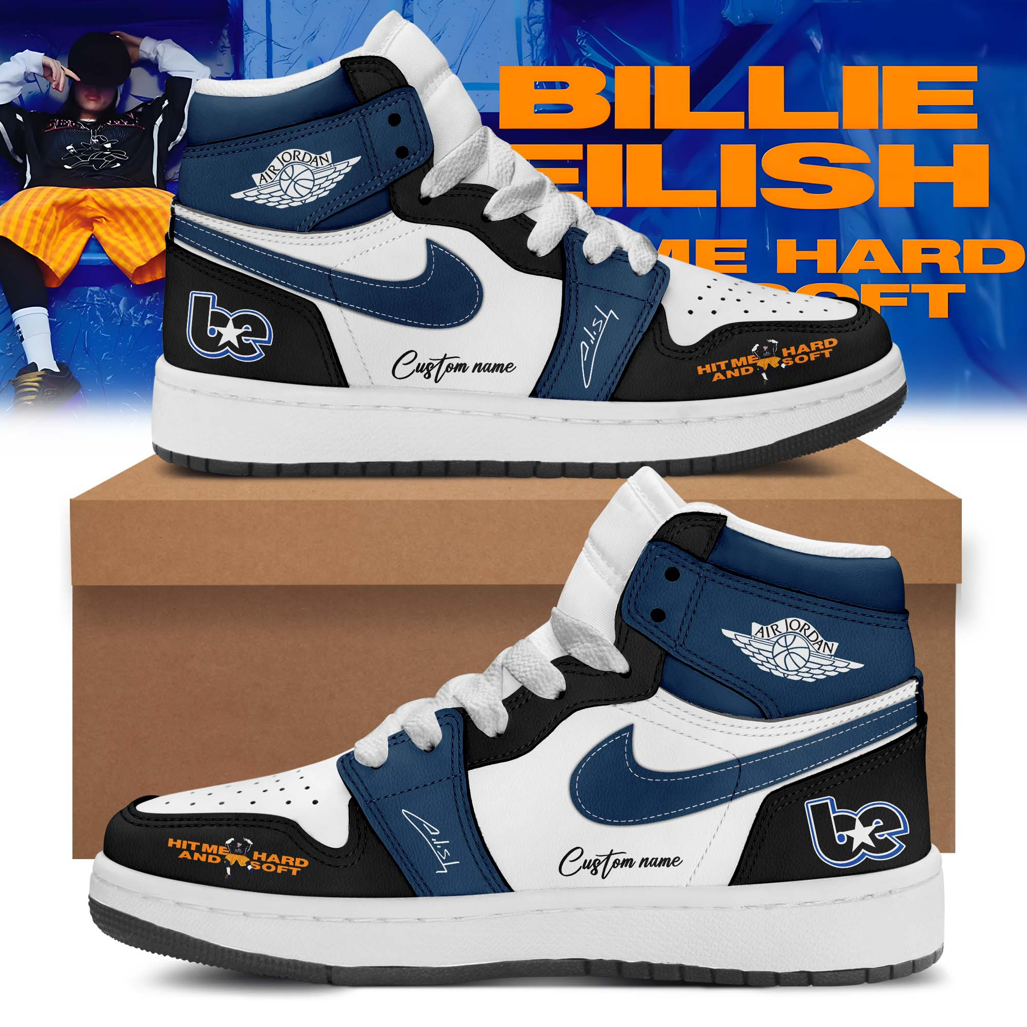 Custom Billie Eilish Hit Me Hard And Soft The Tour AJ1 Shoes BE Merch ...